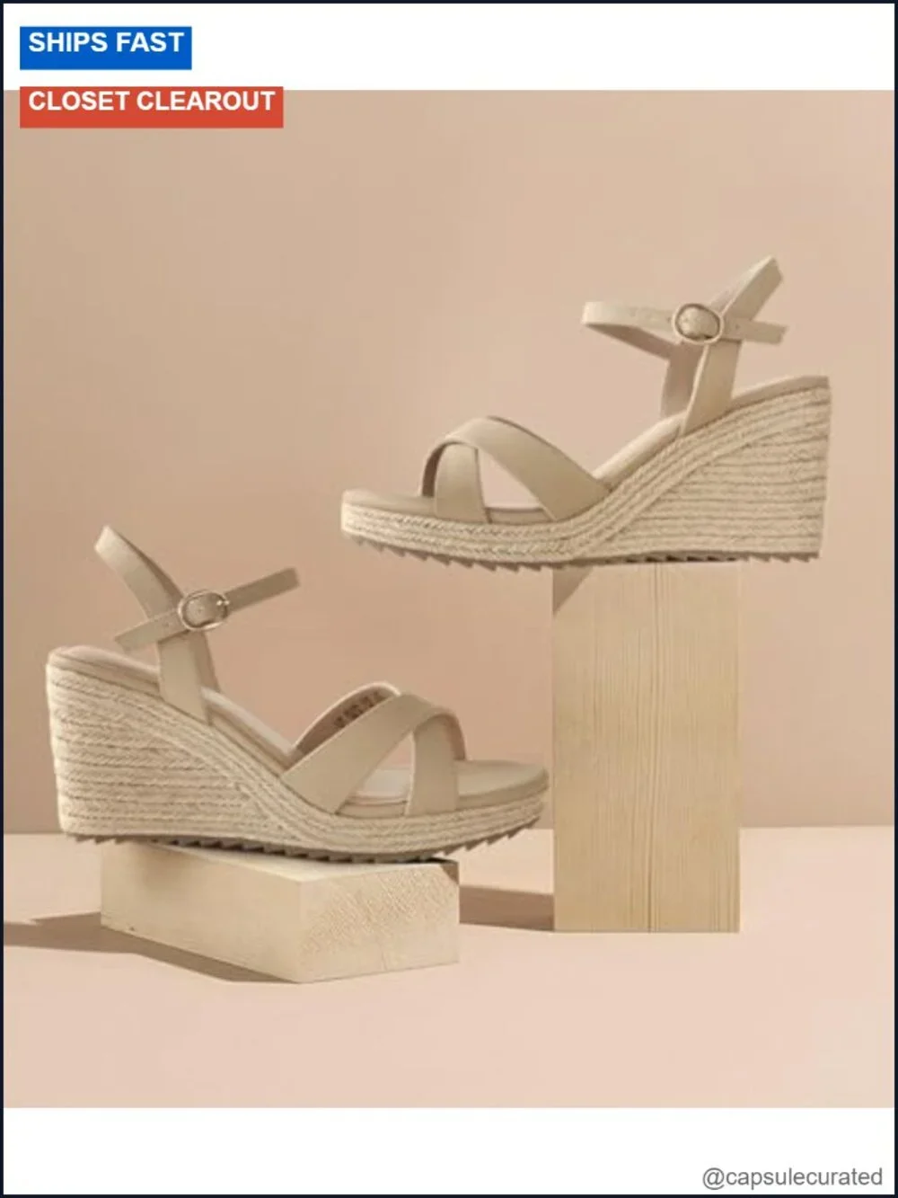 Women's Espadrille Wedge Sandals, PU Lightweight Open Toe Ankle Strap Summer